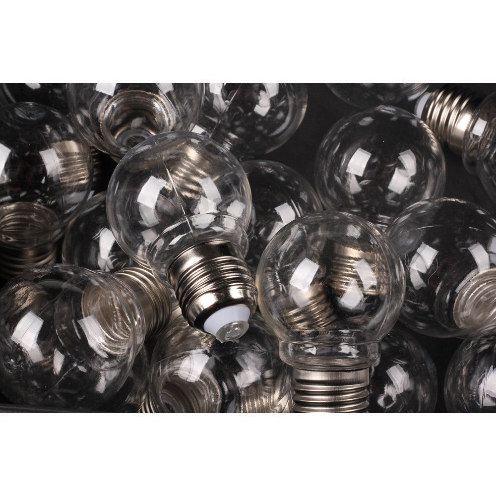 Glühbirnen Lichterkettenset transparent, 20 LEDs, USB-Anschluss + Zeitschaltuhr
