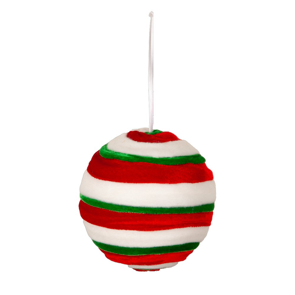 Kugel Candy rot/weiß/grün,Ø 13 cm