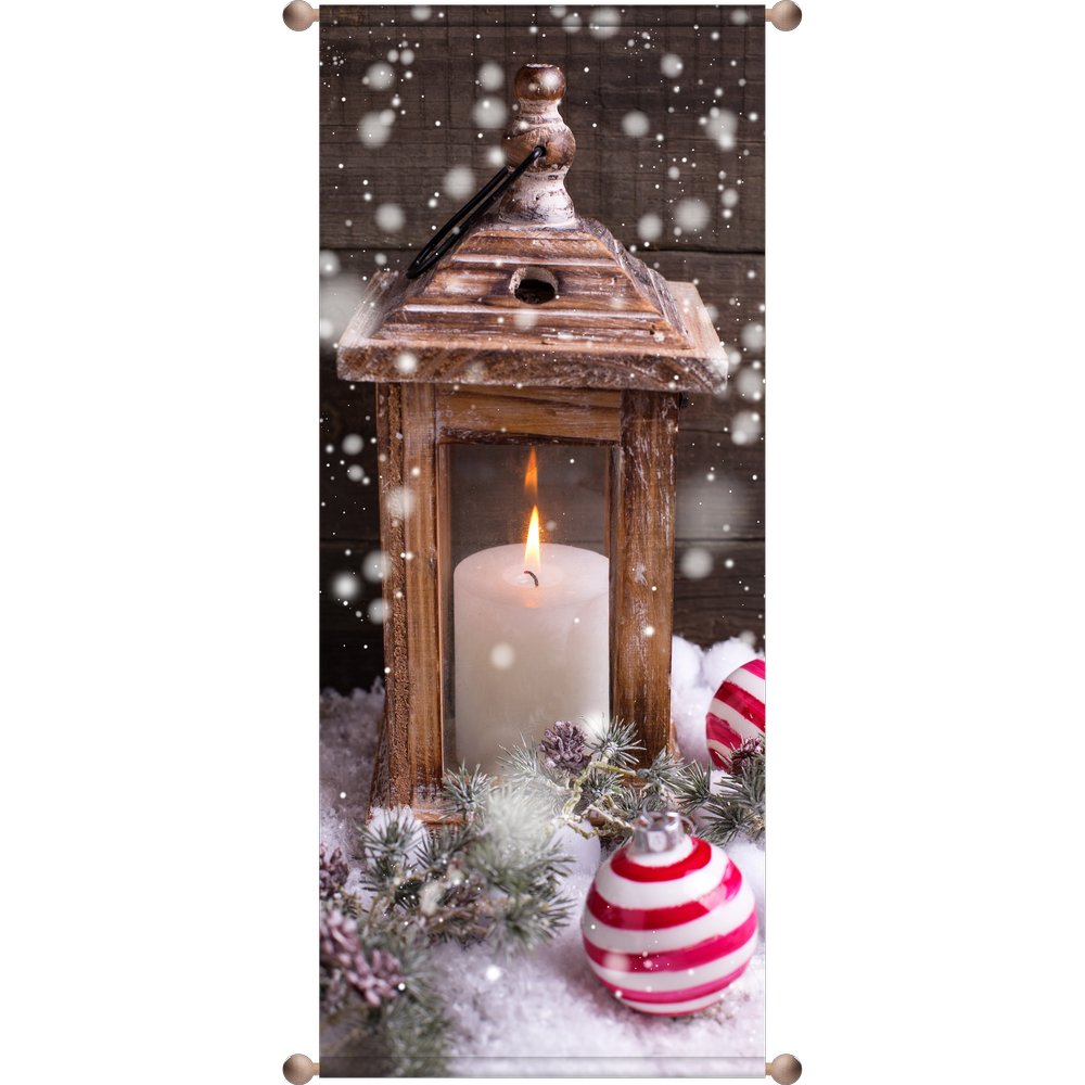 Banner Holzlaterne-Kerze, 75 x 180 cm