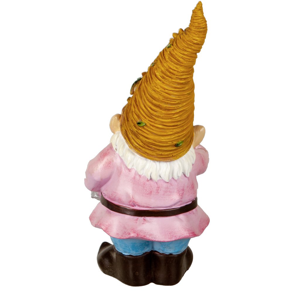 Gartenzwerg Oskar + Blütenhut rosa-bunt 26,5 cm