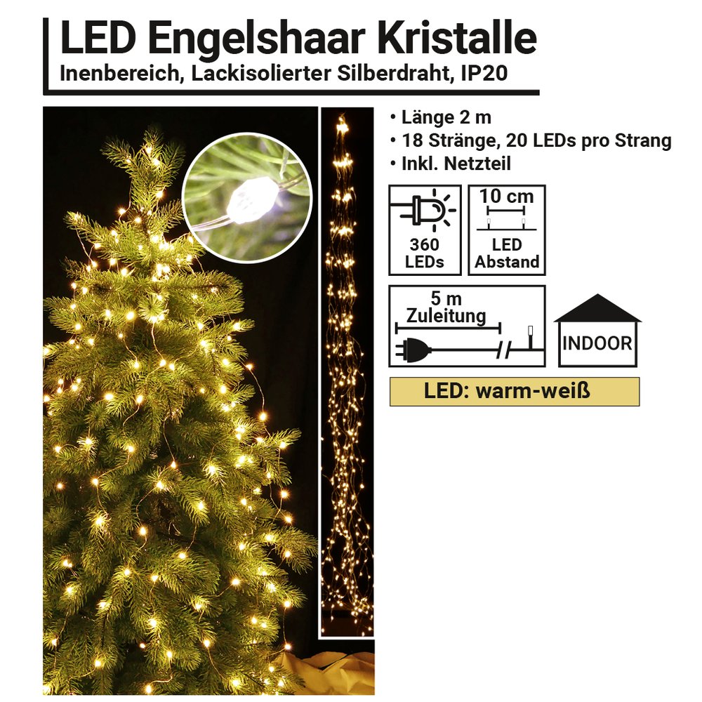 Engelshaar Kristalle 360 LEDs
