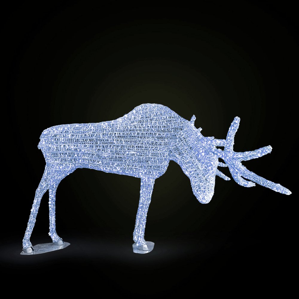 Lichtobjekt 3D Elch Kopf unten kalt-weiß/weiß, 280 x 175 x H 200 cm