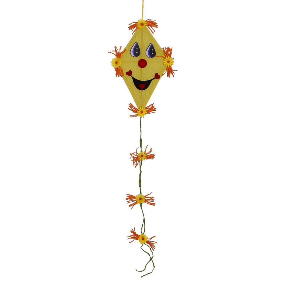 Drachen Textil mit Gesicht gelb, 25 x 40 cm, 120 cm lang