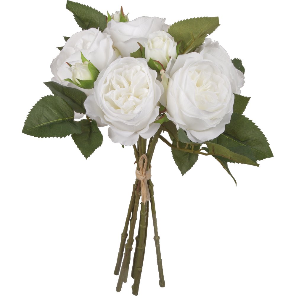 Englische Rosen als Strauß grün/weiß, Ø 30 x H 40 cm