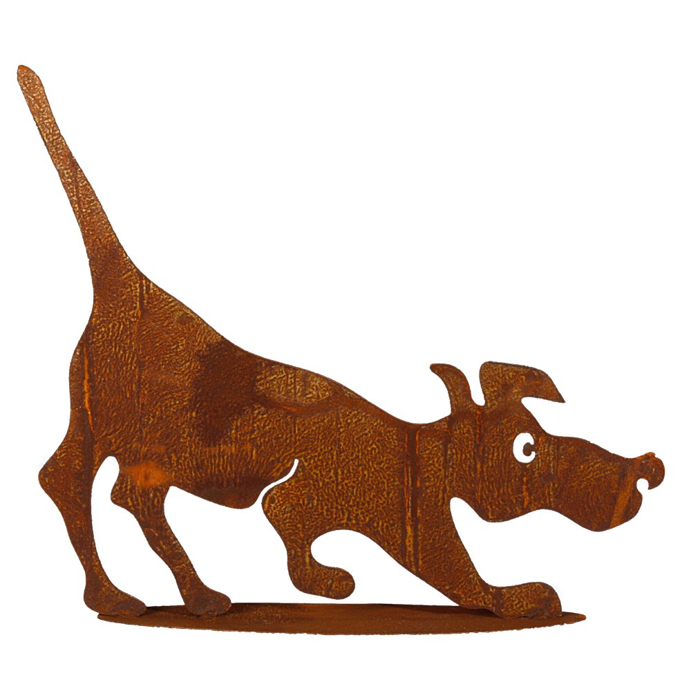 Hund auf Platte Metall/Rosteffekt, 50 x 45 cm
