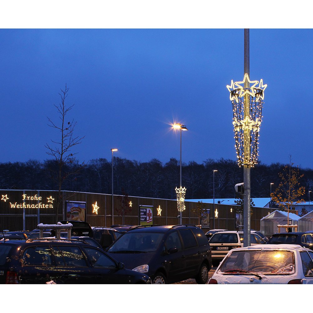 Mastbeleuchtung Sterne 3D warm weiß, 60 x 180 cm