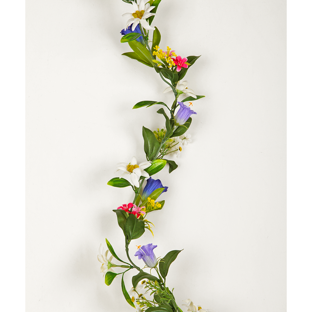 Alpenblumen-Mix-Girlande grün-bunt 180 cm