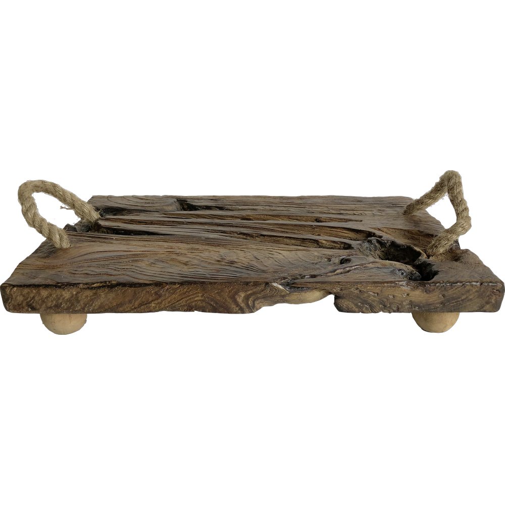 Holzplatte mit Taugriffe Antik-Art/Vintage, 39,5 x 23 x 12 cm