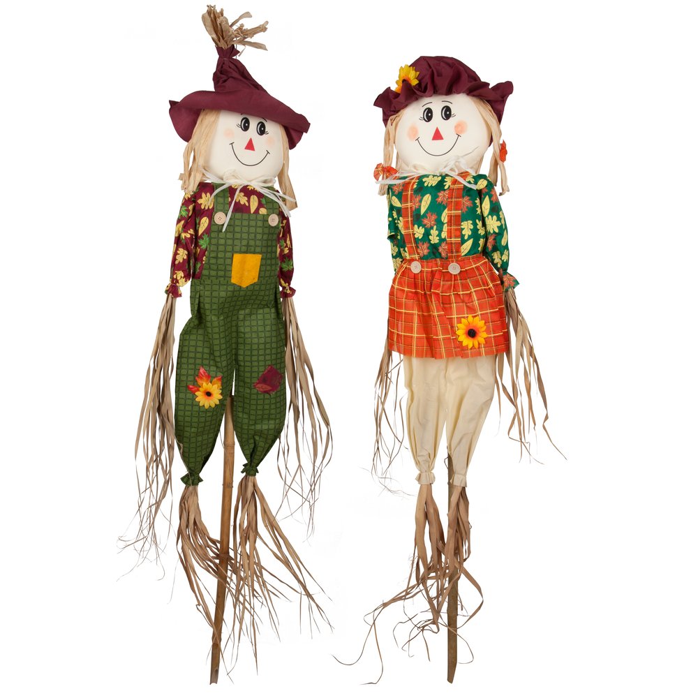 Vogelscheuchenpaar auf Stab, 45 x 160 cm