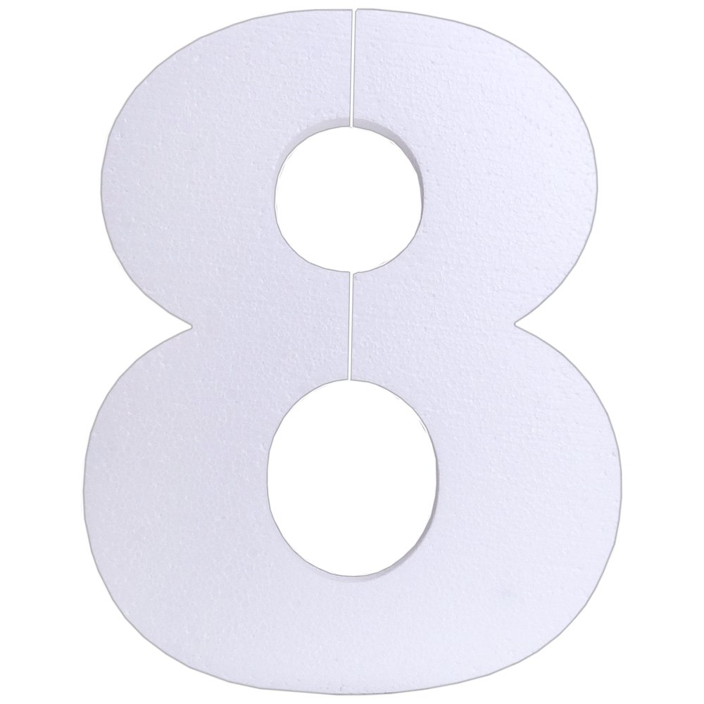 Styropor-Zahl Zahl 8/Acht weiß 30 cm