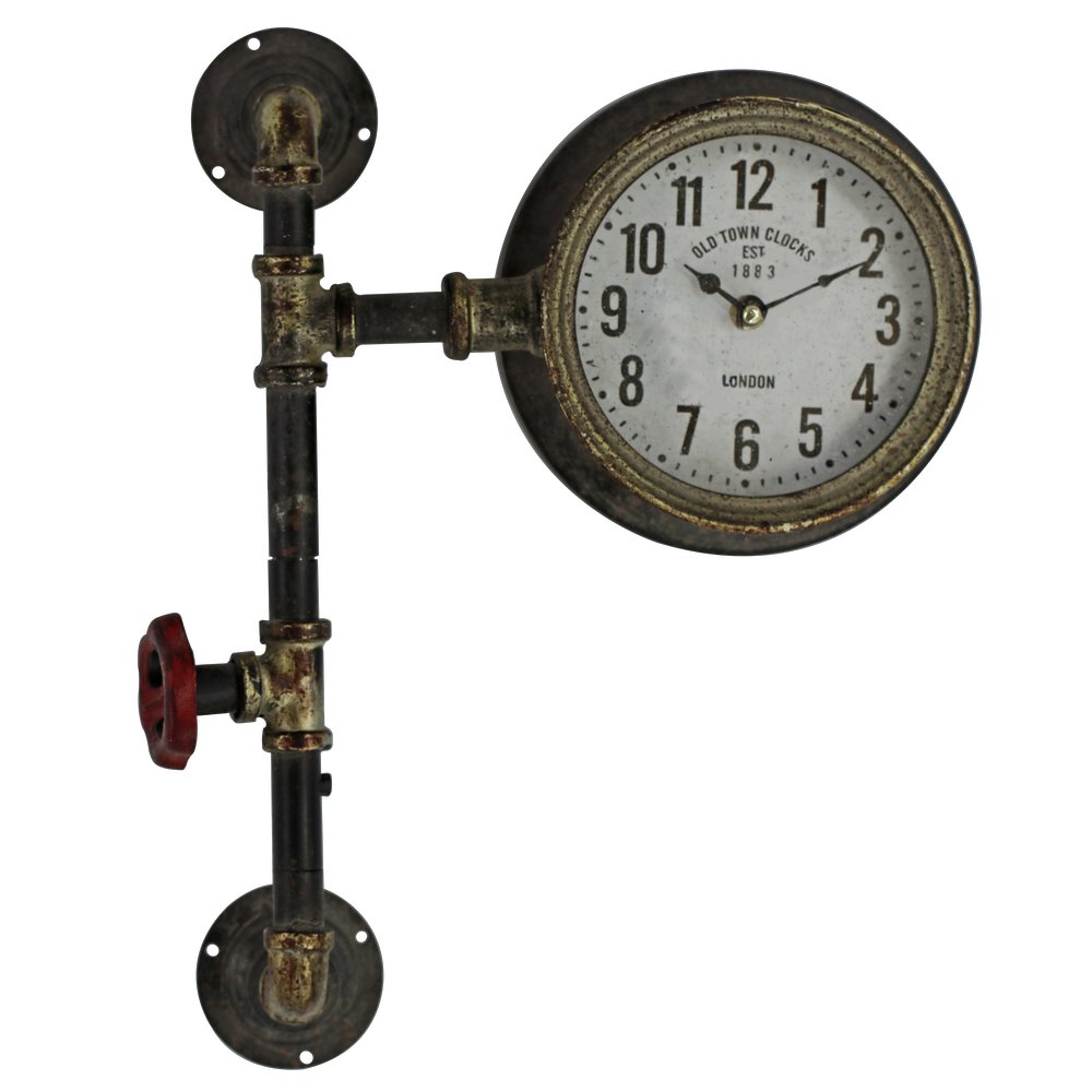 Retro Wanduhr Rohrsystem/Steampunk, 40,5 x 30 cm