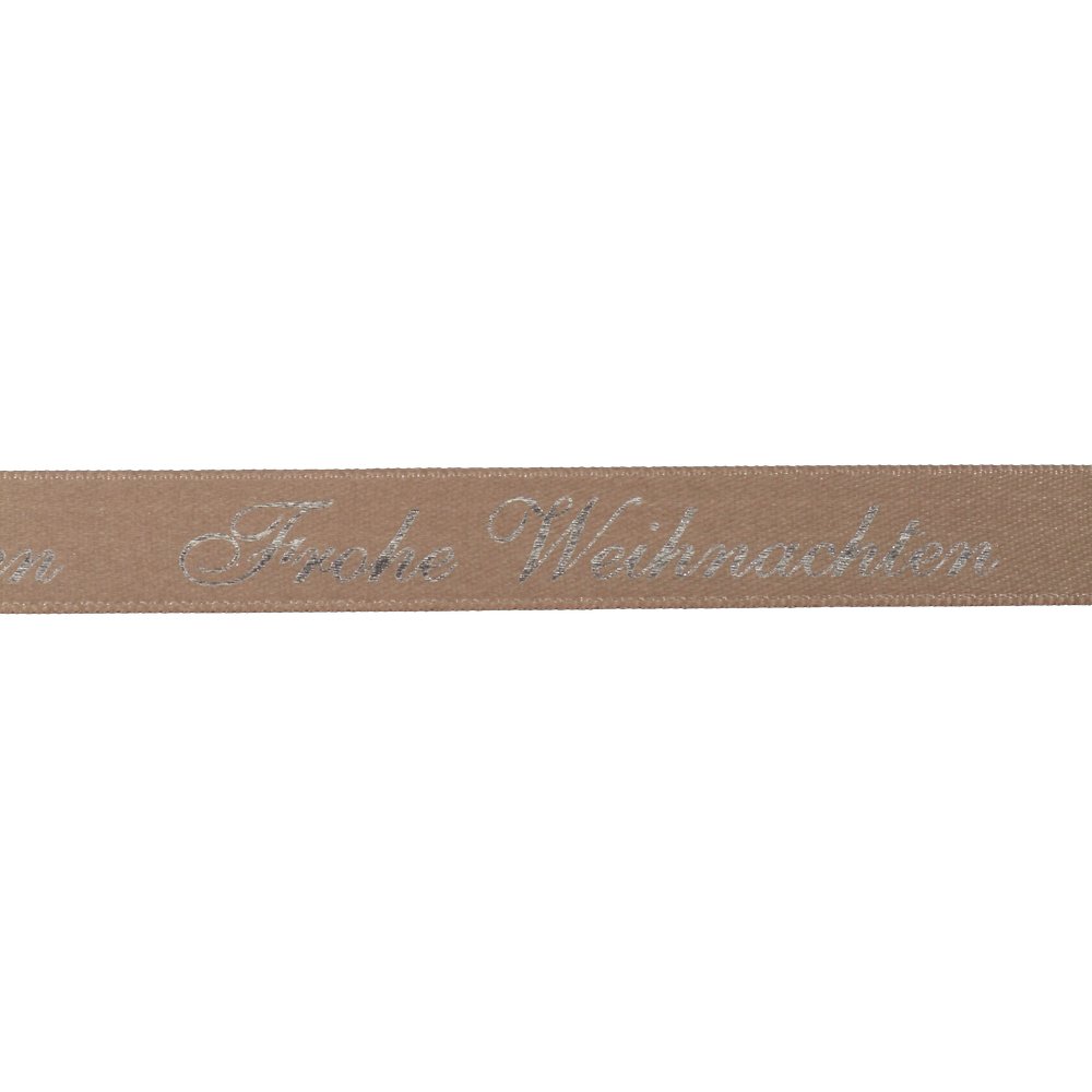 Band Frohe Weihnachten Schriftzug toffee-silber, 15 mm x 20 m