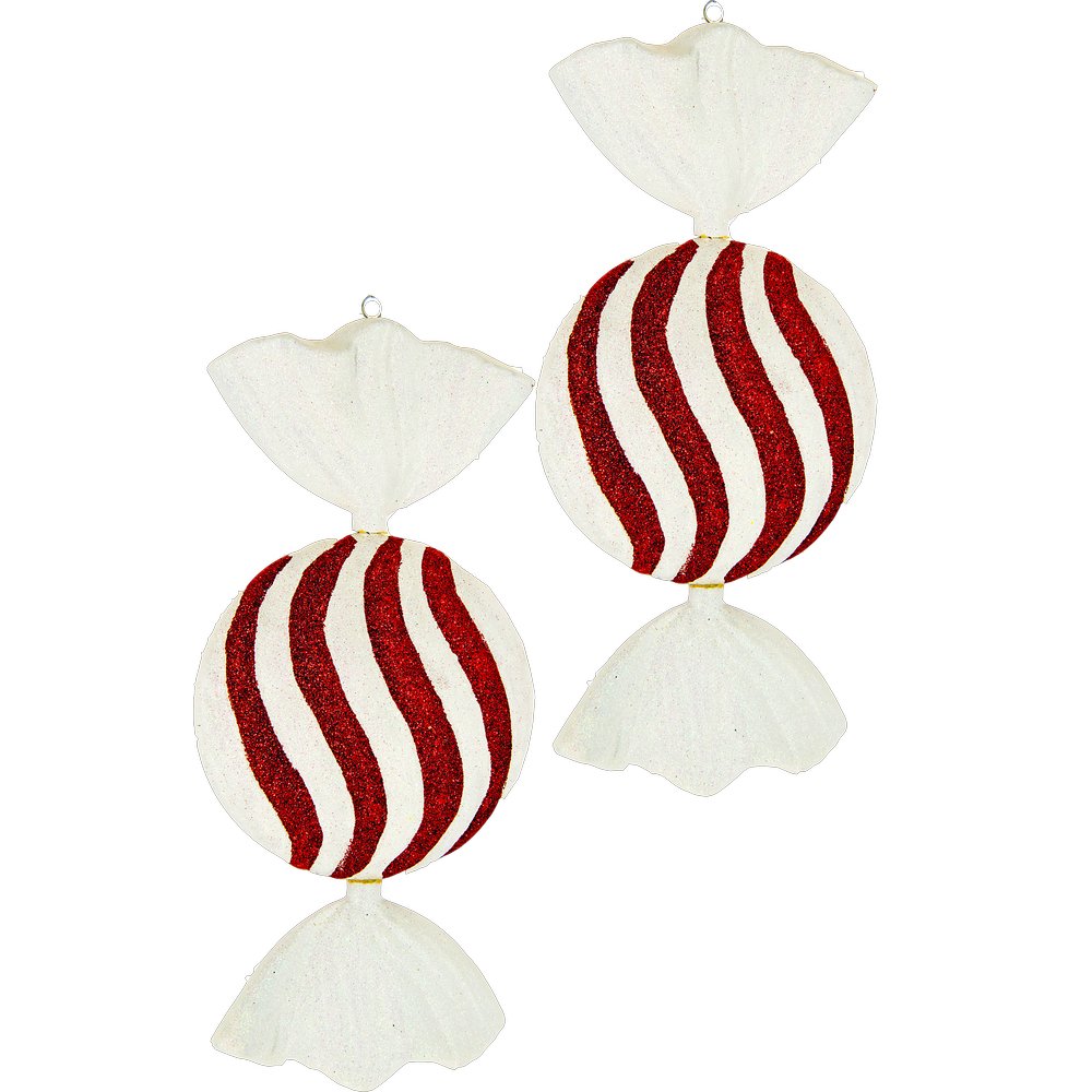 Weihnachtskugel Bonbon Style 1 rot-weiß, 30 cm