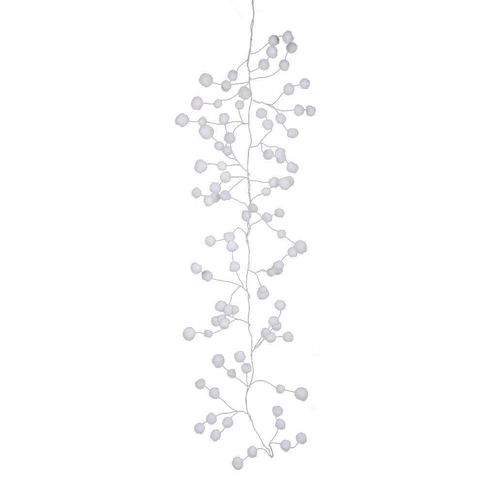 Schneeballdrahtgirlande Watte, 110 cm, Ø 25 cm