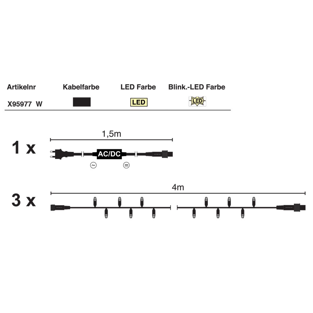 ExString Twinkle 120 Set schwarz, ww-ww,L 12 m, 120 LED
