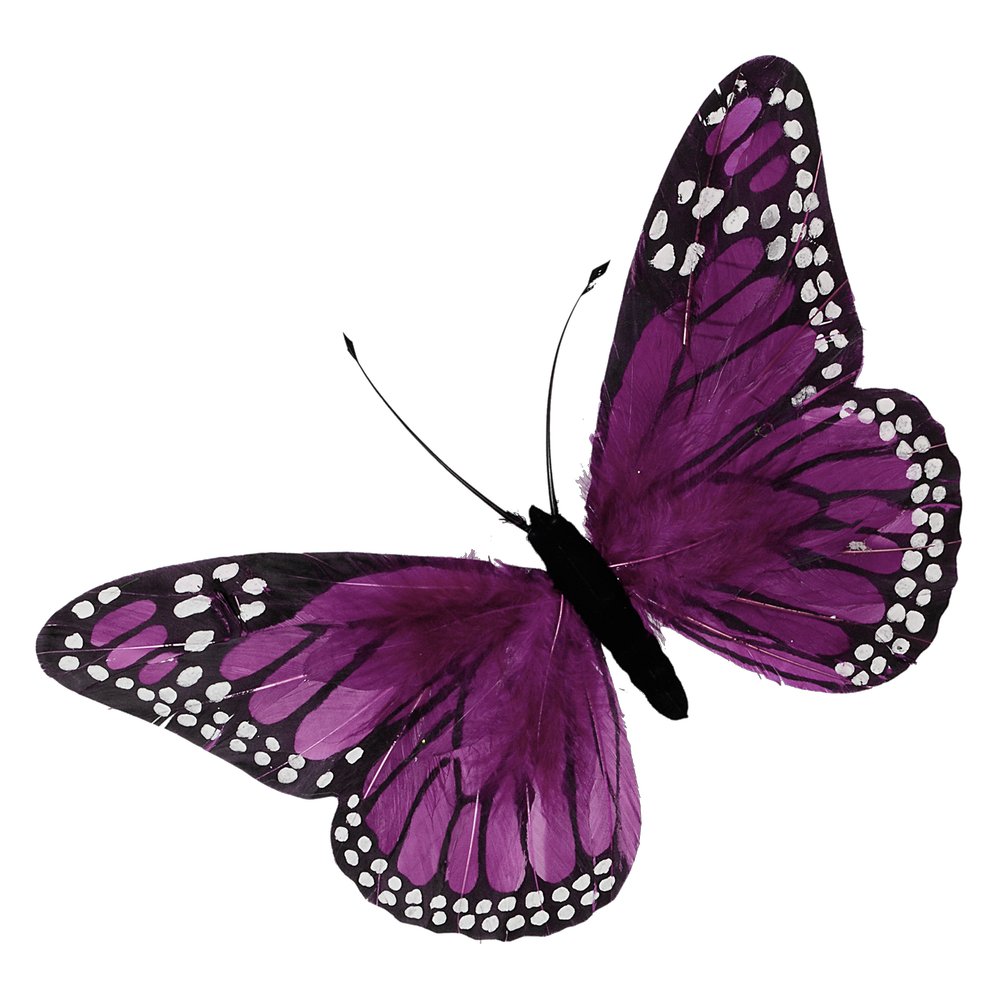 Schmetterling aus Federn lila  B 30 cm, H 18 cm