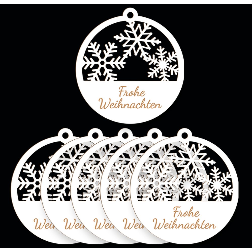 Anhänger Frohe Weihnachten weiß, Ø 9,5 cm