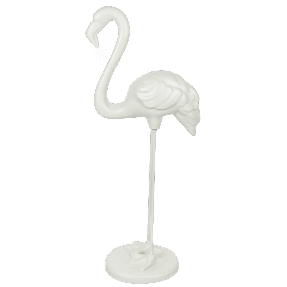 Fiberglas Objekt Flamingo weiß, H 118 cm, B 50 cm