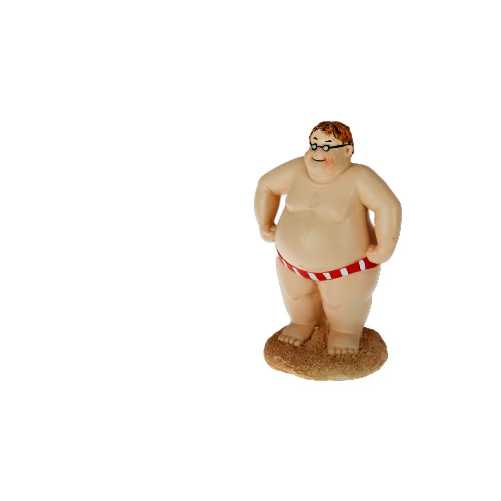 Bademann Figur Polyresin stehend rot-weiß, 16 cm