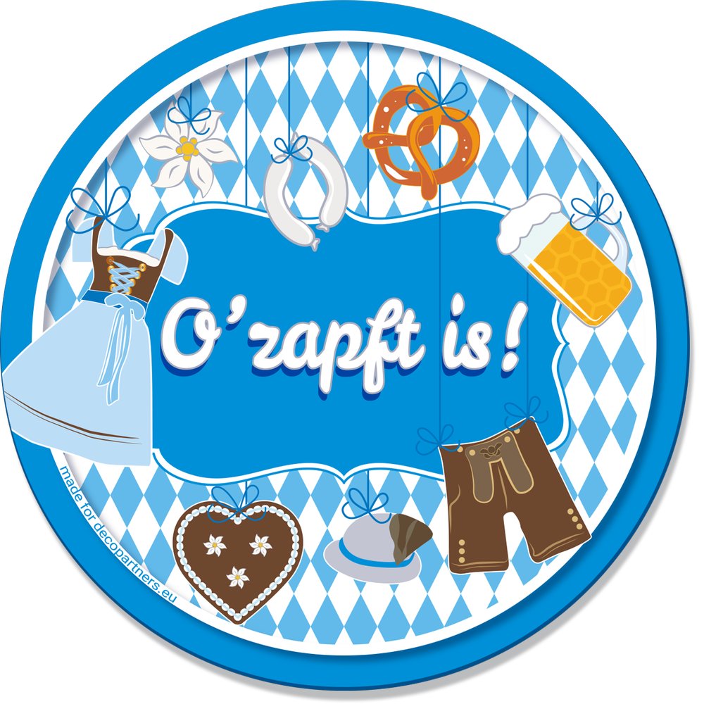 Bierdeckel Bayern blau-weiß, 20 Stück, Ø 107 mm