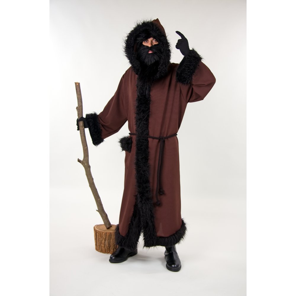 Knecht Ruprecht Mantel mit Kapuze und Kordel braun, unisize