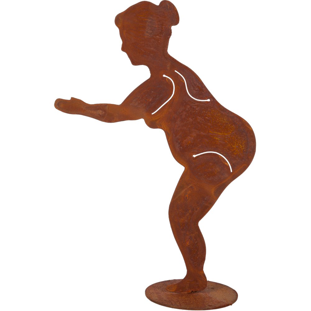 Badenixe Dora springend Metall/Rosteffekt, 30 x 42 cm