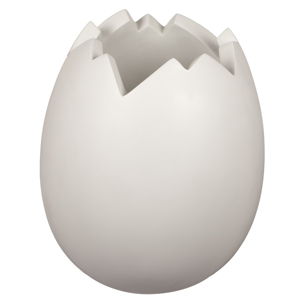 Fiberglas Objekt Ei cracked weiß, H 70 cm, Ø 50 cm