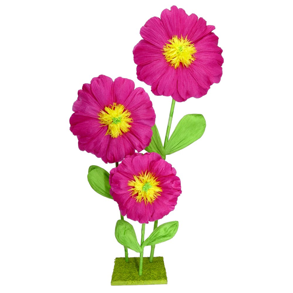 Chrysanthemen Paper x3 pink, auf Platte, 40 x 92 cm