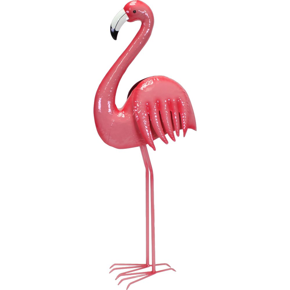 Flamingo aus Metall rosa, 32 x 17 x 81 cm