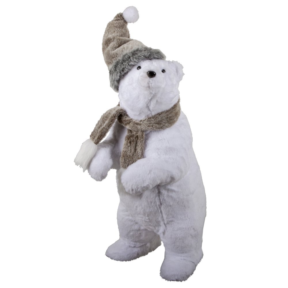 Eisbär stehend mit Schal und Mütze 66 cm