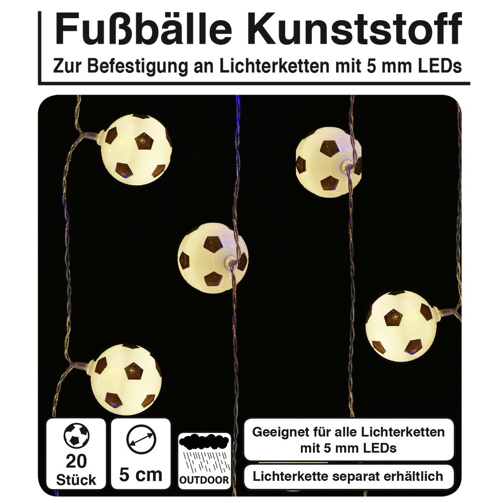 Fußbälle Kunststoff 20 Stück, für 5 mm LED-Lichterketten