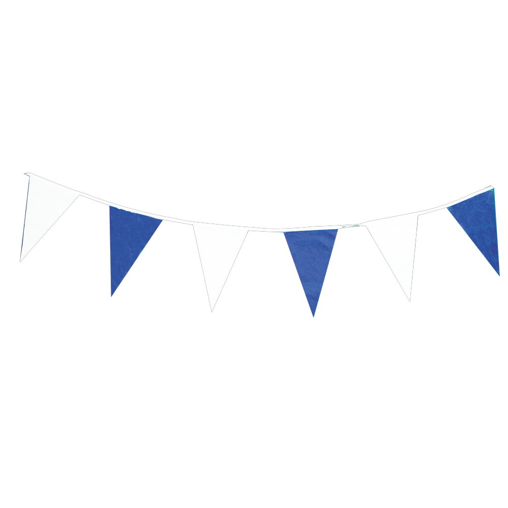 Wimpelkette Folie blau-weiß, 10 m, 20 x 30 cm