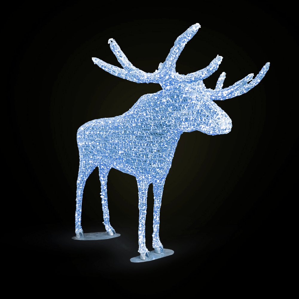 Lichtobjekt 3D Elch stehend kalt-weiß/weiß, 290 x 180 x H 215 cm