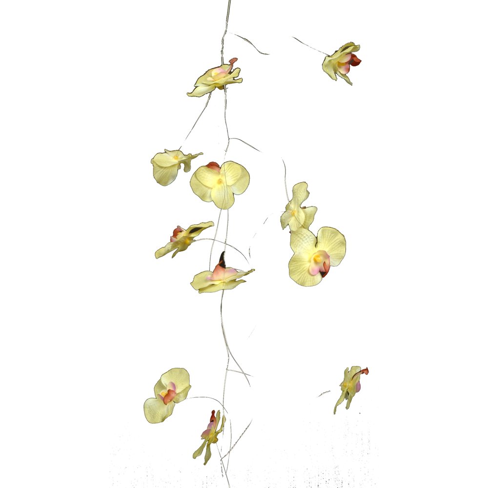 Orchideen-Drahtgirlande gelb, 180 cm
