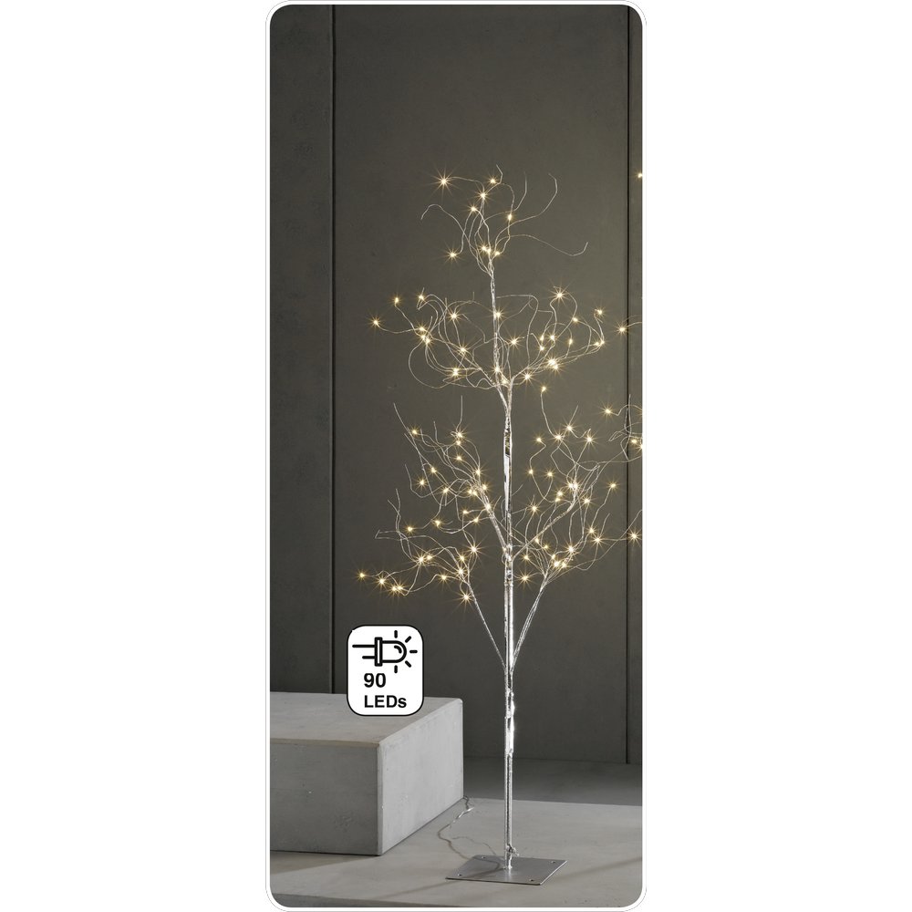 LED Baum filigran 90 LEDs warm-weiß, silber,H 120 cm