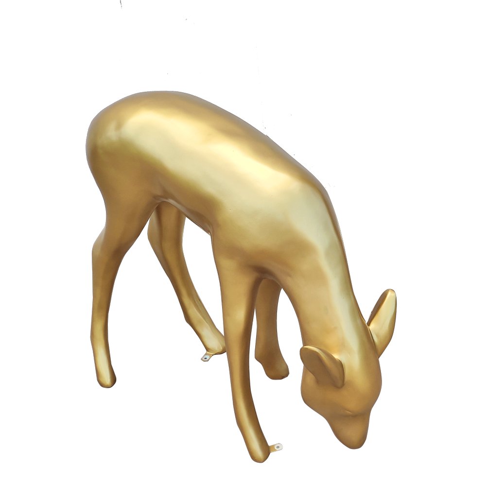 Fiberglas Objekt Reh äsend gold, 80x28xH75 cm