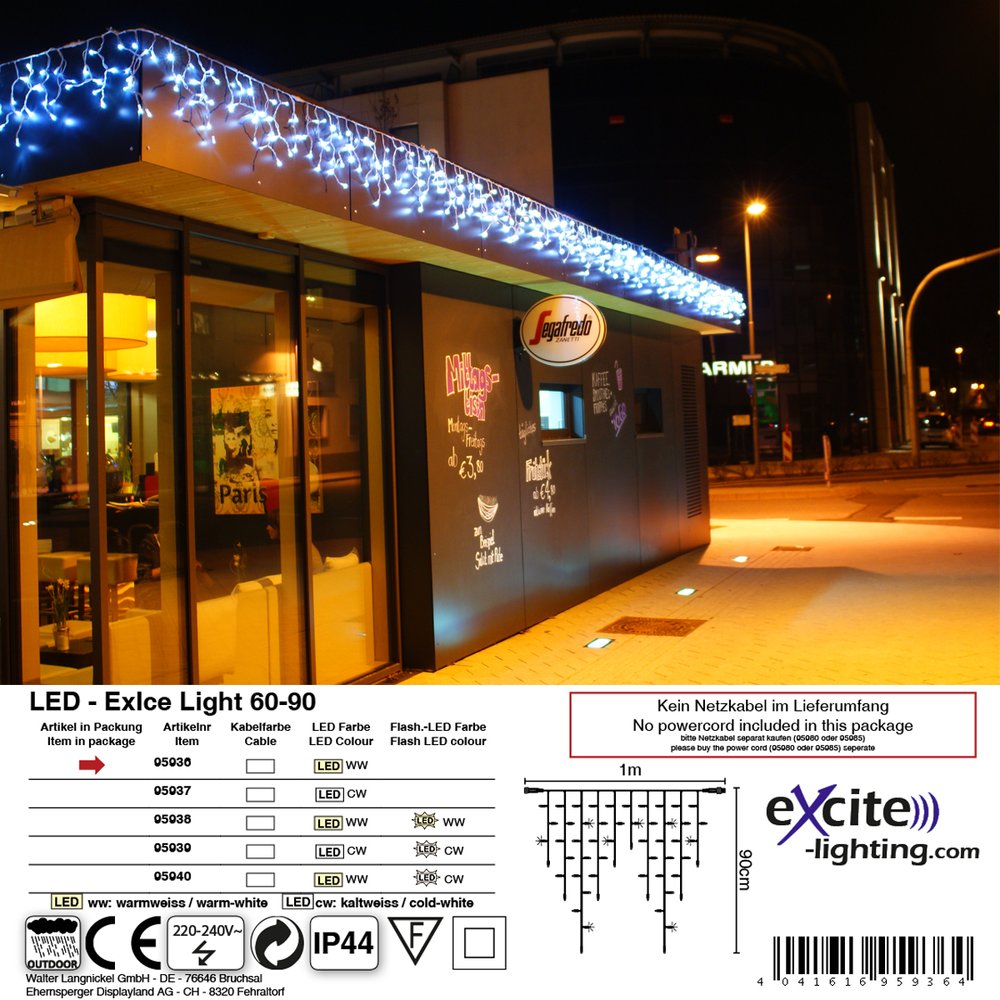 LED ExIce Light 60-90 weiss, ww,L 1 m, 58 LED