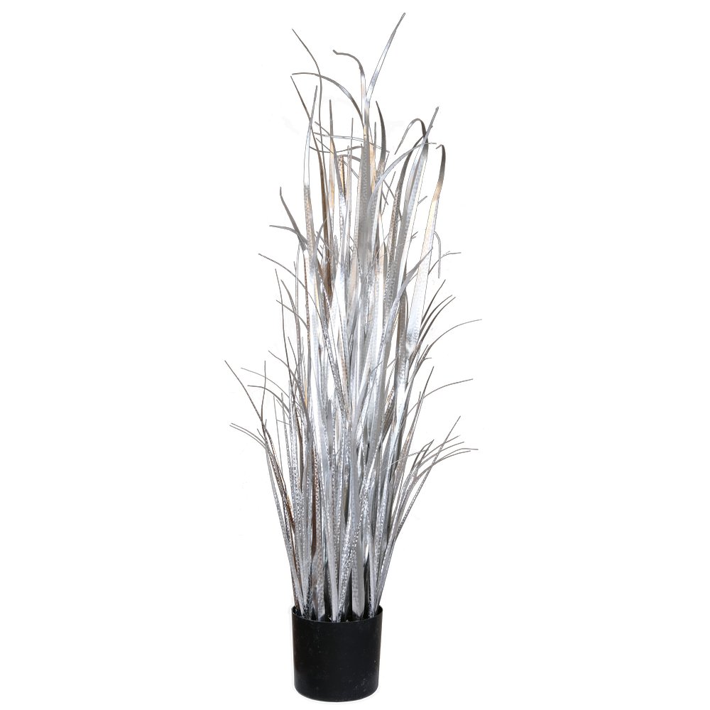 Grasbusch Metallic im Topf silber, 120 cm