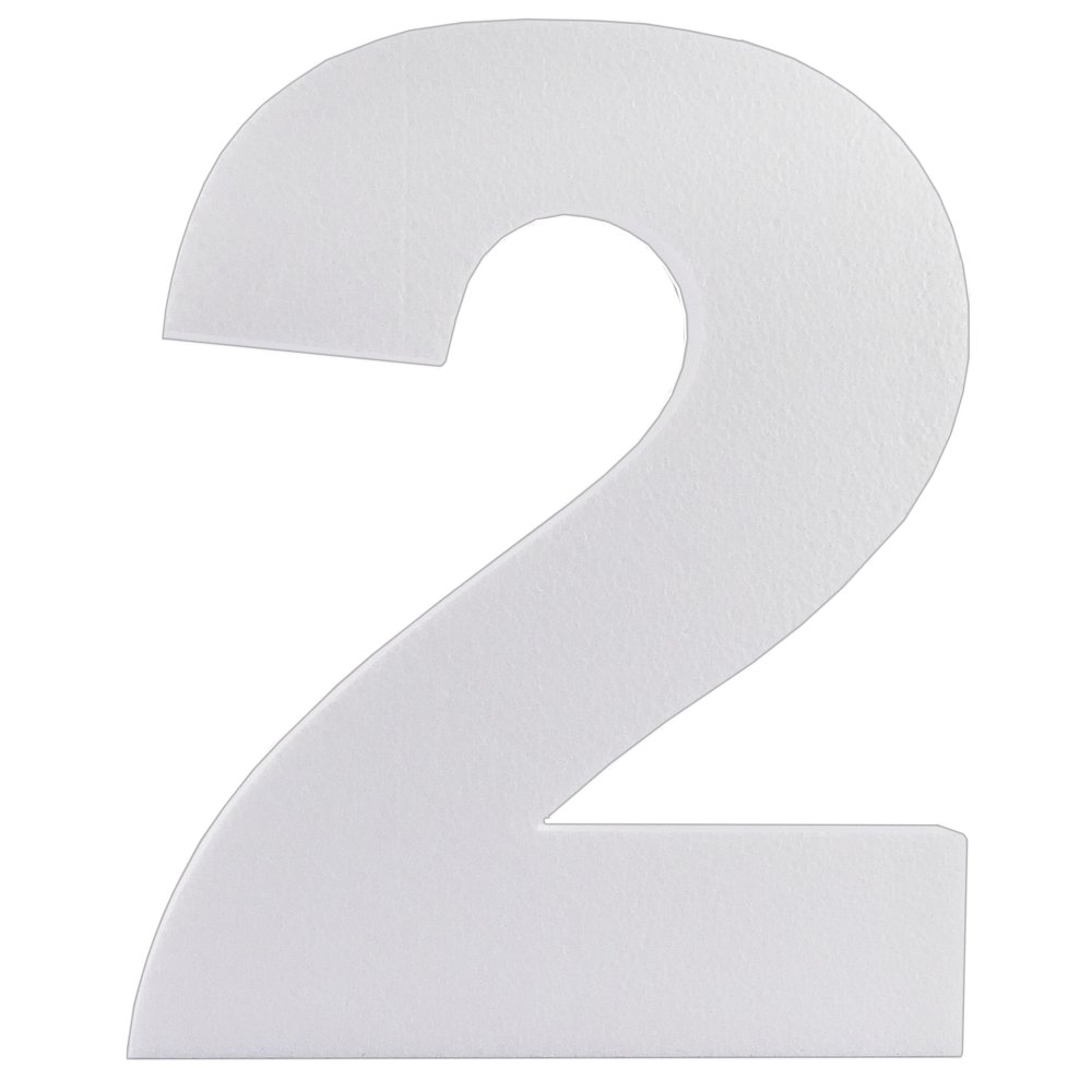 Styropor-Zahl Zahl 2/Zwei weiß 30 cm