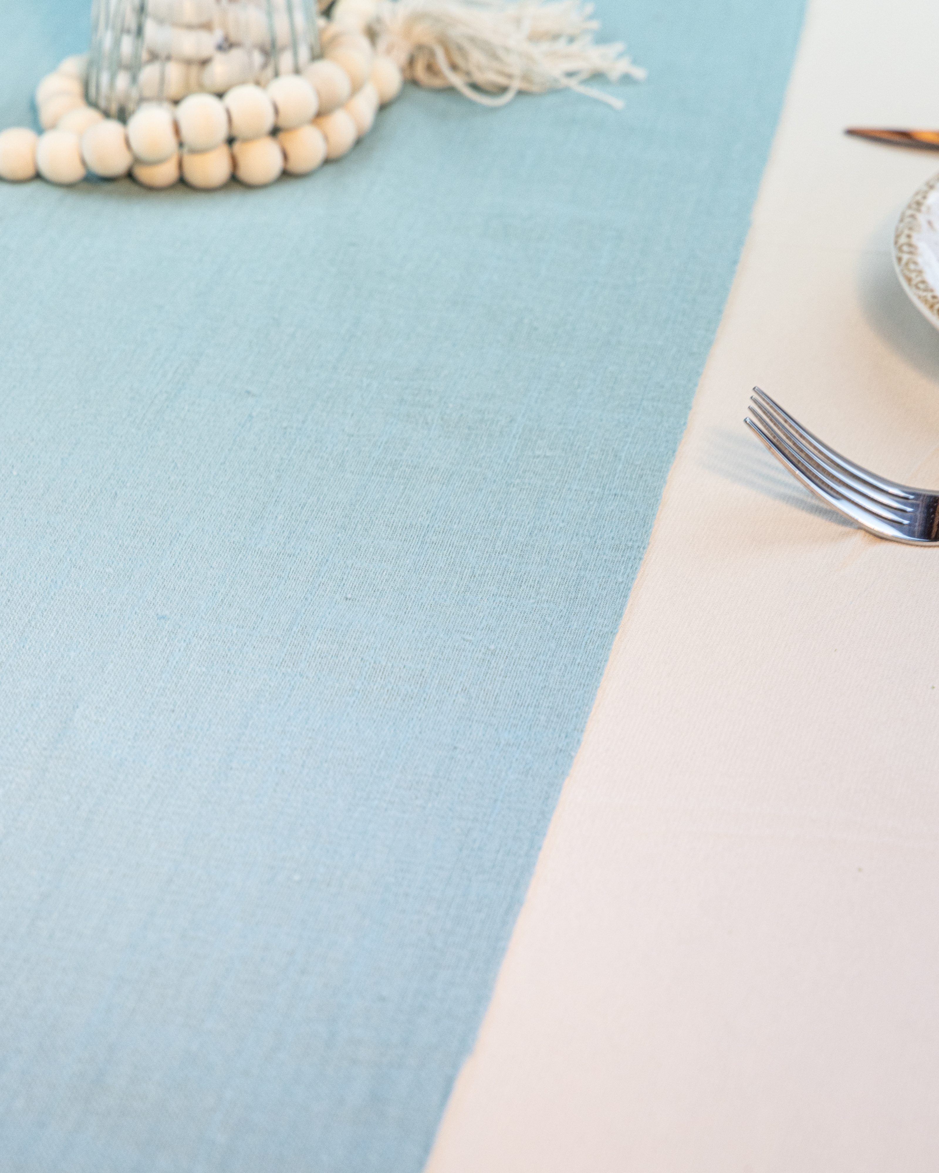 Tischband Cotton washed hellblau,30cm x 5m