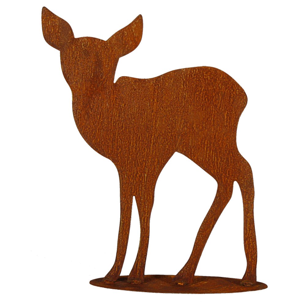 Rehkitz auf Platte Metall/Rosteffekt, 33 x 40 cm