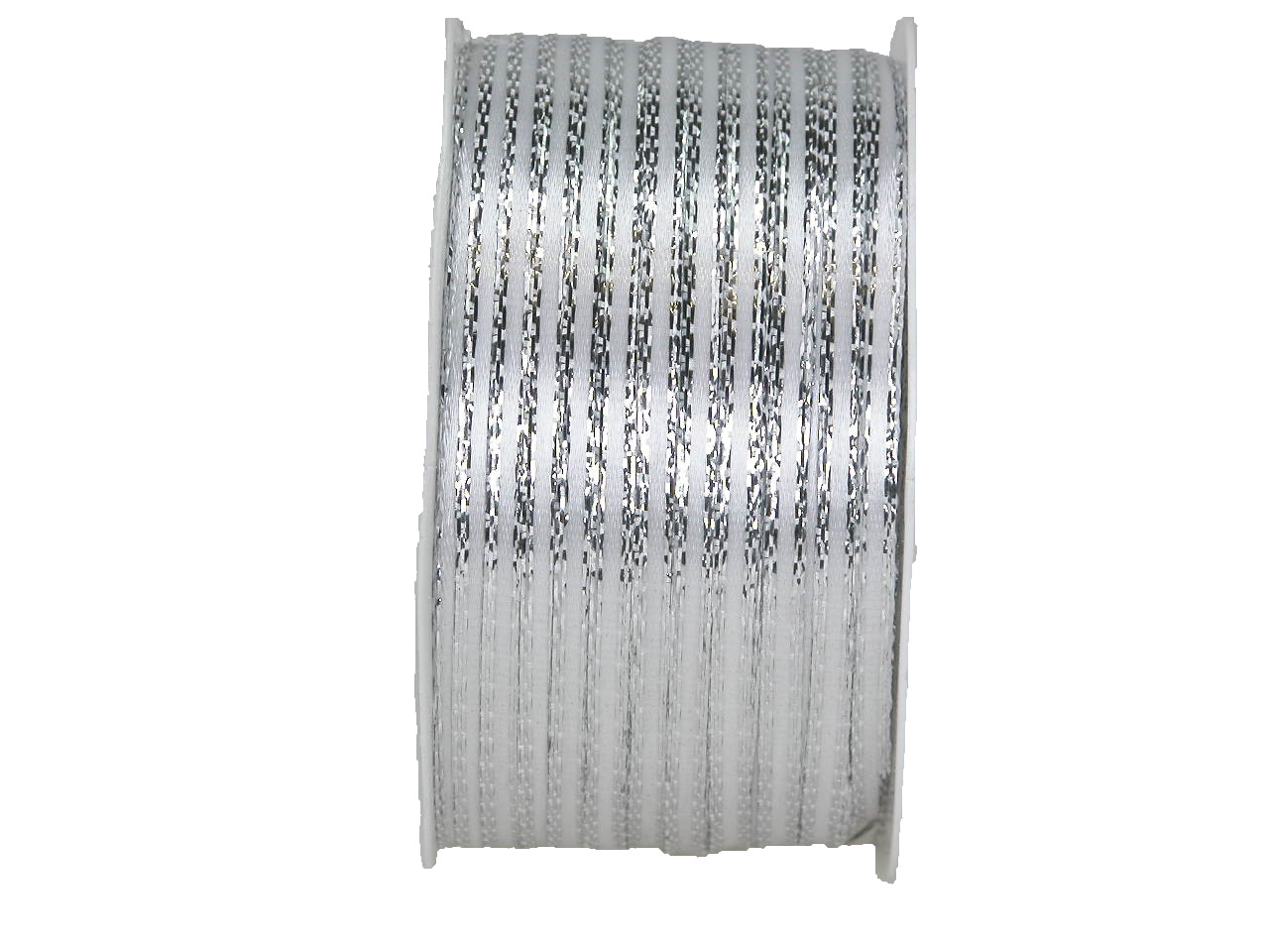 Band Double Face Satin weiß/silber,3mm x 50m