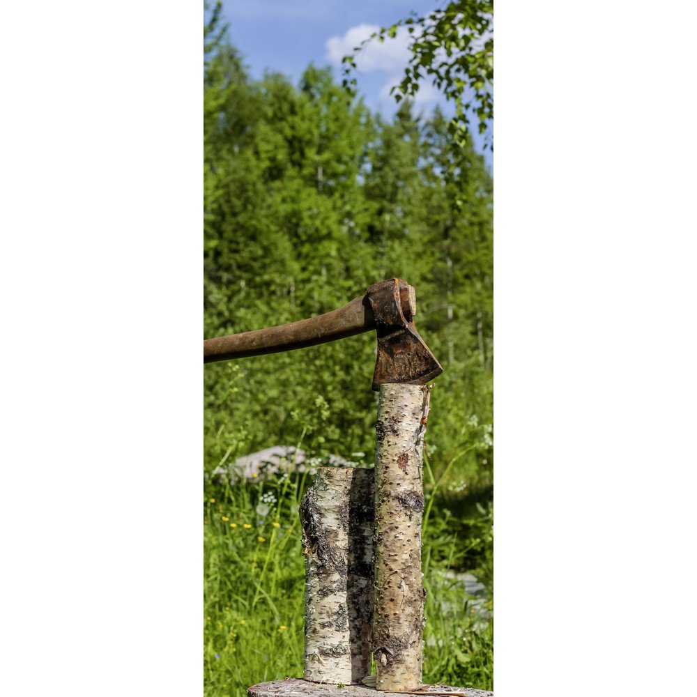 Banner Bikenstamm mit Axt grün/natur, 75 x 180 cm