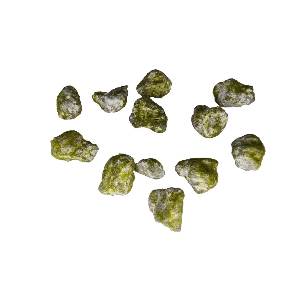 Steine mit Moos im Netz grau/grün,300g, 4-6cm