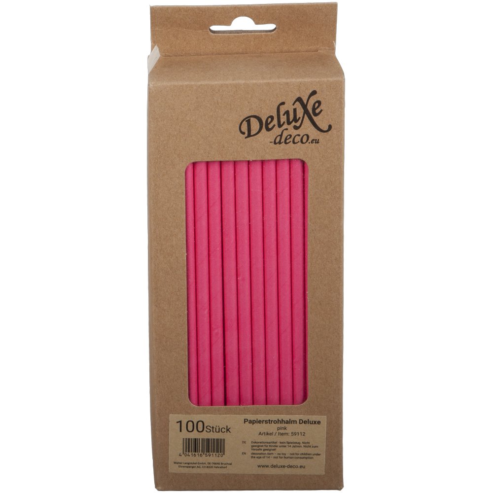 Papierstrohhalme Deluxe rot, 100 Stück, Ø 6 mm