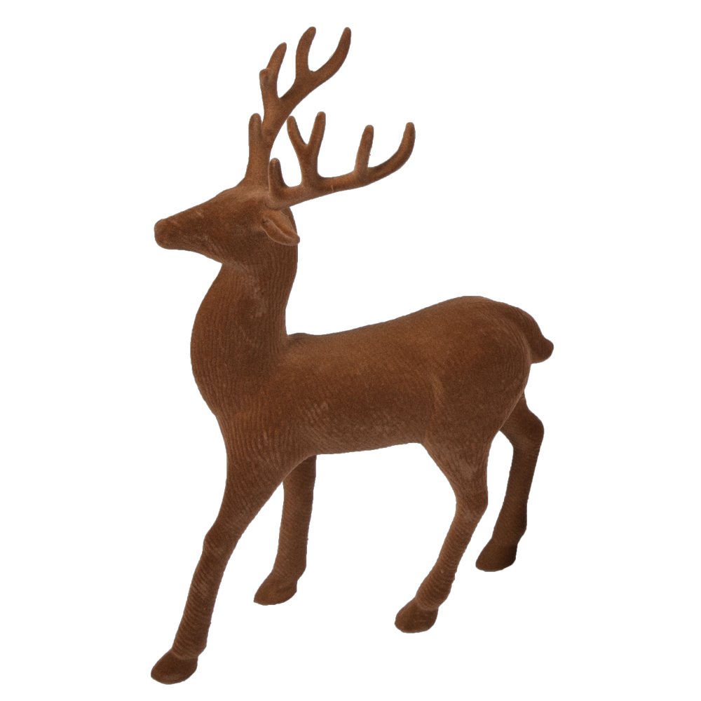 Hirsch beflockt stehend, 22 x 12 x 33 cm