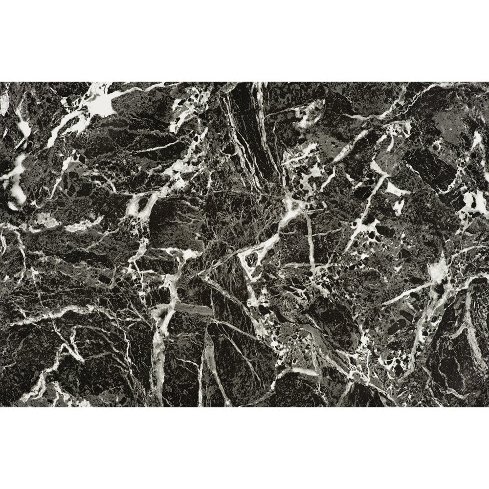 Lackfolie Marmor schwarz-weiß, 135 cm breit
