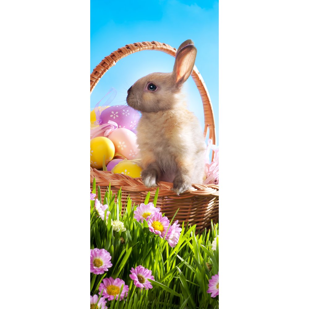 Banner Osterhase im Korb bunt,75 x 180 cm