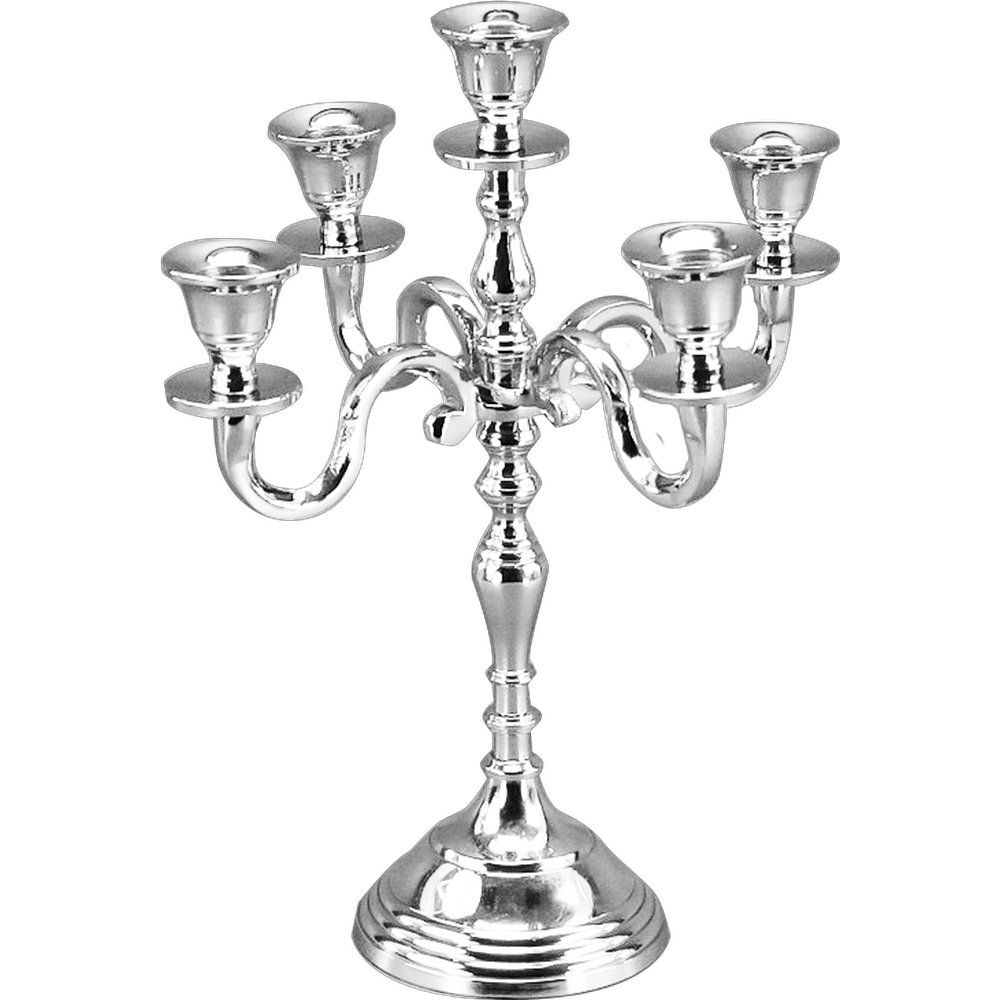 Kerzenleuchter Nickel 5 Kerzenhalter silber-hochglanz, Ø 24 x H 30 cm