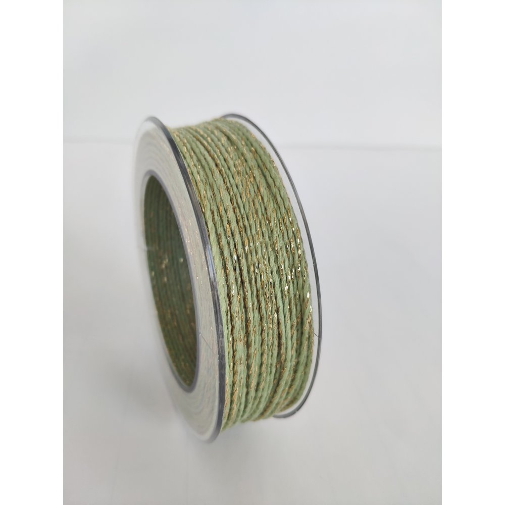 Kordel mit Glanzfaden lindgrün/gold, 2mm x 50m